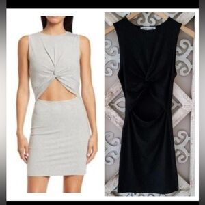 NWT $30 Elodie fitted twist front cutout black mini dress. Very soft & stretchy.